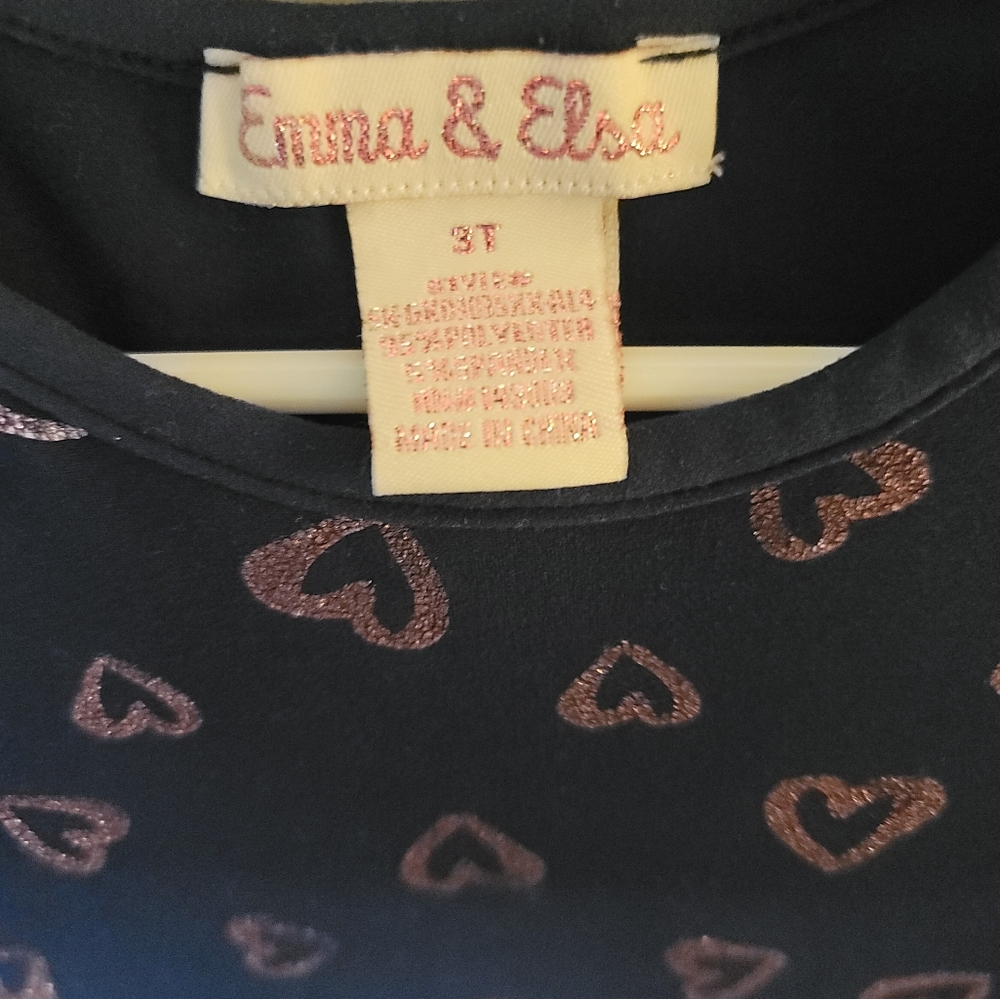 Girls navy and rose gold heart dress